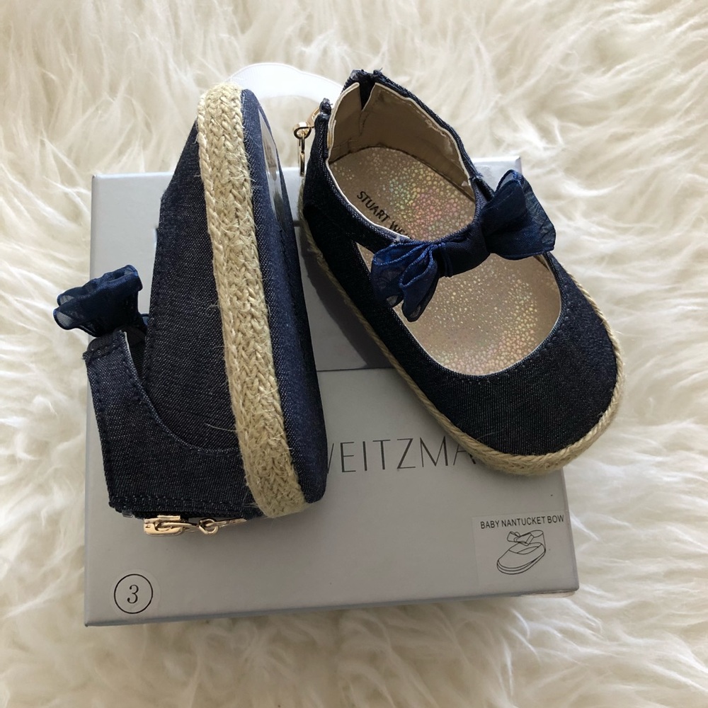 Stuart Weitzman bow jeans baby shoes - Picture 2 of 6